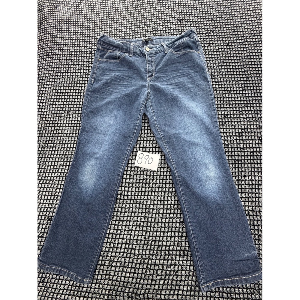 Signature Studio Jeans Womens 14 Blue Straight Leg Stretch Denim